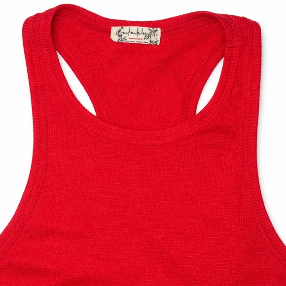 Free People Intimately Ribbed Racerback Tank Top Red Stretch Layering NWOT - Picture 6 of 7